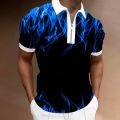 Summer Men's POLO Shirt 3D Printing Flame Pattern 2022 Men's Short Sleeve T-Shirt Men's European Size S-3XL. 