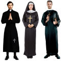 Halloween Men Priest Cosplay Costumes For Women Clothes Carnival Nun Long Robes Religious Catholic Church Clothing Missionary. 