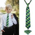 38*6cm Kids' Small Size Strap Tie with Pocket Square Fashion School Skinny Neckwear Easy To Wear Simple Lazy Slim Student Tie. 
