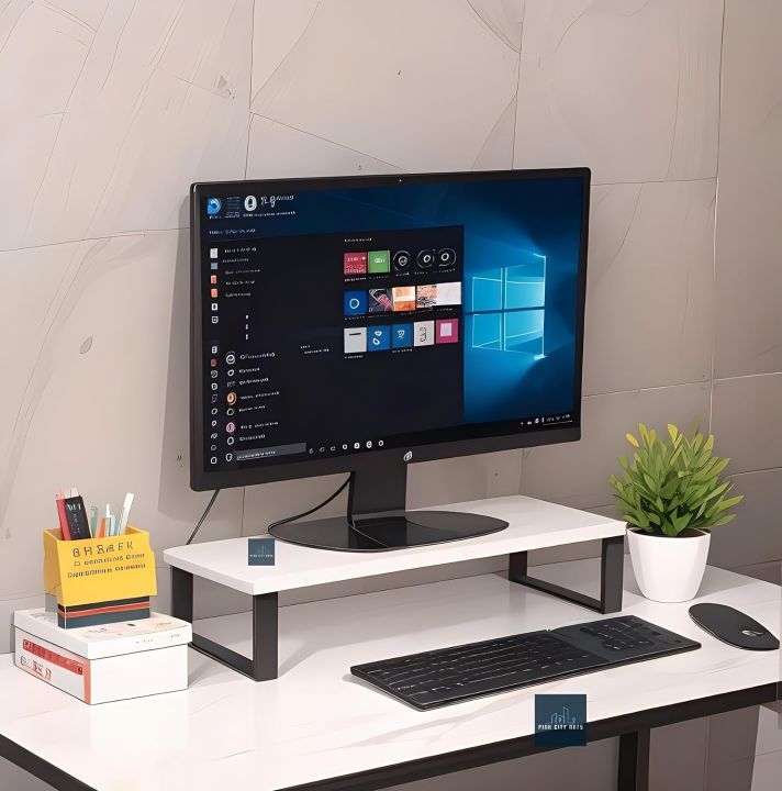KBN Engineered Wood Heavy Duty Monitor Riser Stand on Desk Table Wood Monitor Riser for Home Office, Monitor Stands for Monitors, Desktop Wooden Monitor Riser for Computer