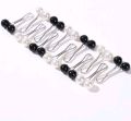 4 pcs Scarf Clip Hijab Pin Double Faux Pearls Scarf Shawl Buckle For Women (BLACK & White).