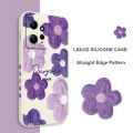 Purple Flower Phone Case For Xiaomi Redmi Note 13 12 12S 11 11S 10 10T 10S 9 9S 8 7 Pro Plus 4G 5G Liquid Silicone Cover.