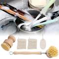 Palm Pot Brush, Wooden Dish Scrub Brush Set, Multifunctional Plates, Scratch Resistant, Kitchen Sink Cleaning for pans, pots, plates bowls.