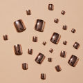 24pcs Rose Gold Solid Color Toe Nails Press On Reusable False Artificial Nails With Adhesive Short Feet Manicure Nail Tips.