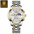 POEDAGAR 805 Three Small Dials Men Watch Waterproof Quartz Watches Stainless Steel Band Wristwatch. 