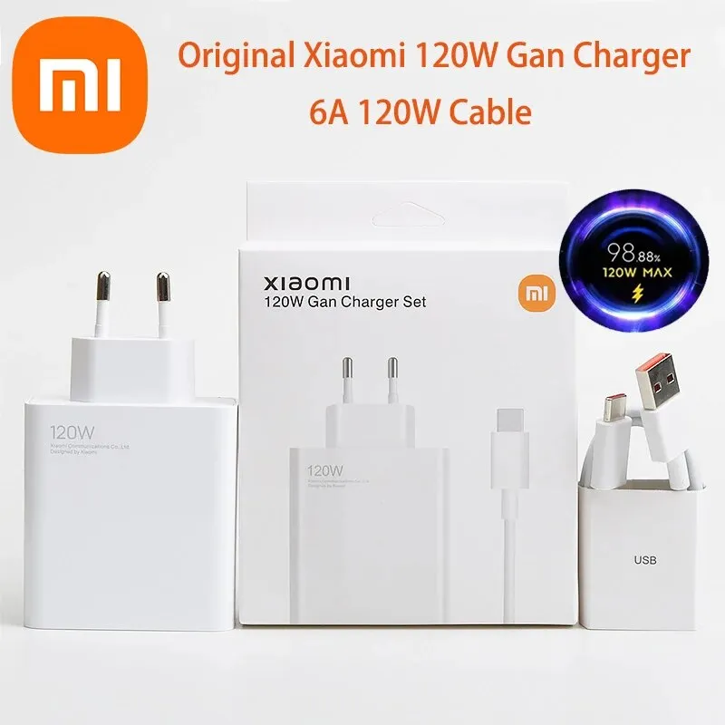 Original Xiaomi 120W Charger Turbo Fast Charge EU Hypercharge Gan