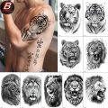 Waterproof Temporary Half Arm Sleeve Tattoo Cool Tiger Lion Animal Tattoo Stickers Body Art For Men Personality Tattoos New. 