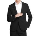 Men's 2 Piece Slim Fit Business Suit Set, 1 Button Black Blazer Jacket Pants Solid Wedding Dress Tux and Trousers. 