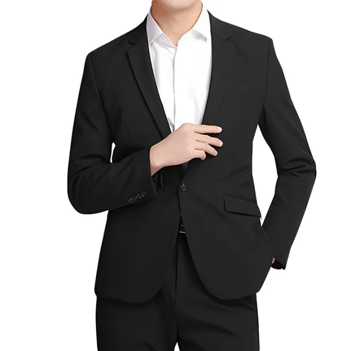 Men's%202%20Piece%20Slim%20Fit%20Business%20Suit%20Set,%201%20Button%20Black%20Blazer%20Jacket%20Pants%20Solid%20Wedding%20Dress%20Tux%20and%20Trousers%20-%20Image%203