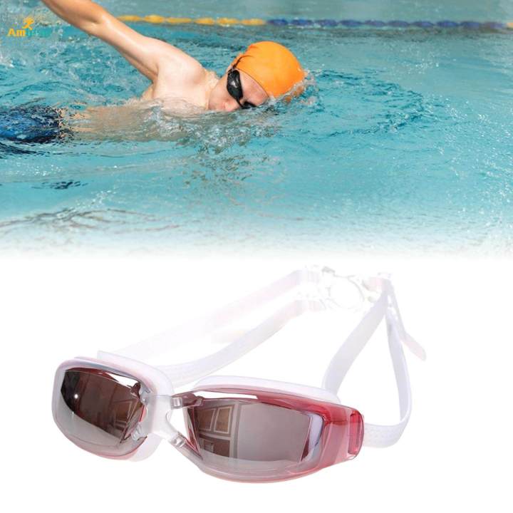 Adult Swim Goggles Professional Stylish Wide View No Leaking Eyewear for Swimming Pool Indoor Pink