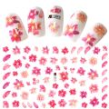 3D Personalized DIY Pink Sakura Nail Art Stickers Color Rose Flower Nail Art Slider Nail Decorative Decals Stickers.