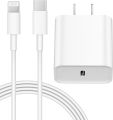 Apple MFi Certified 20W PD USB C Wall Charger with 6FT Lightning Cable for iPhone & iPad. 