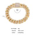 Iced Out Hip Hop Cuban Link Chain Bracelets for Men Women High-Quality Bling AAAA+Rhinestone Paved Miami Bracelets Men's Jewelry. 