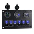 6 Gang Switch Panel with 12V-24V LED Digital for RV Truck Boat SUV. 