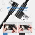 Micro USB Cable 2.4A Fast Charger USB Cord 90 Degree Elbow Nylon Braided Data Cable for Samsung Sony Xiaomi Huawei Android Phone.