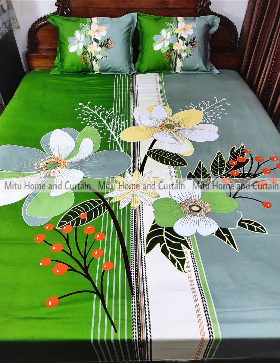 King%20Size%20Full%20Panel%20Bedsheet%20With%20Pillow%20Cover%20Chador%20Set%207.5%C3%978.5%20Feet%20Full%20Cotton%20Fabric%20%20light%20green%20,cream%20,%20purple%20%20%20-%20bed%20sheet%20home%20tex%20-%20Image%203