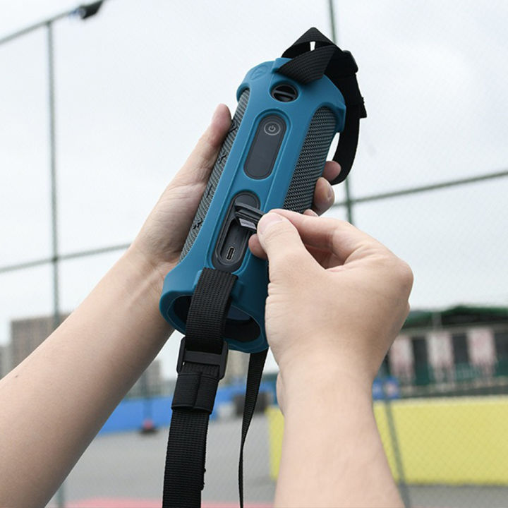 Silicone%20Case%20Cover%20Protective%20Cover%20Portable%20Speakers%20Resistant%20Drop%20Crash%20Speaker%20Carry%20Case%20With%20Adjustable%20Shoulder%20Strap%20Compatible%20For%20Flip%20Essential%202%20Wireless%20Speaker%20-%20Image%202