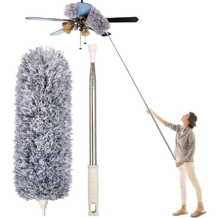 Long-9 Feet, Expandable Duster with Stainless Steel Telescopic Rod, Microfiber, Dusting Brush with Bendable Corner Broom, Effortlessly Removes Dust and Cobwebs,