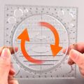 Multifunctional Circle Drawing Template, Geometric Drawing Tool, Measuring Ruler, Rotatable Angle.