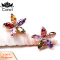 Women\'s Fashion Gorgeous Multicolor Zircon Flower Ear Studs Earrings Jewelry. 