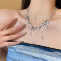 Double Layer Star Pendant Necklace for Women Alloy Silver Trendy Clavicle Chain. 