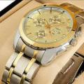 Stainless Steel Chronograph Watch for Men-Silver and Golden. 