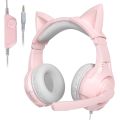 Gaming Headsets Cat Ears Girly Headset with Mic Noise Isolating Headphone Pink with Microphone Wired 3.5mm Headphones.
