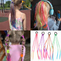 1/3/5Pcs Cute Children's Colorful Wig Hair Rope Princess Hair Band Ponytail Braid for Girls Gradient Color Fashion Accessory.