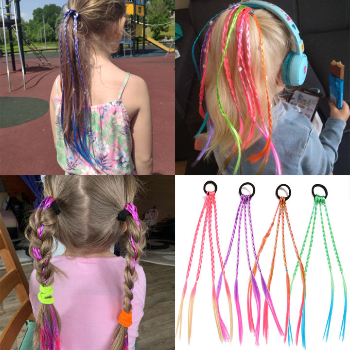 1/3/5Pcs%20Cute%20Children's%20Colorful%20Wig%20Hair%20Rope%20Princess%20Hair%20Band%20Ponytail%20Braid%20for%20Girls%20Gradient%20Color%20Fashion%20Accessory%20-%20Image%202