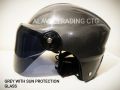 OPEN FACE BIKE HELMET FOR MEN & WOMEN WITH SUN PROTECTION GLASS - BLACK/RED/BLUE/PINK/GREEN/GREY. 