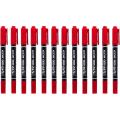 Dual Tip Permanent Marker 12 Pcs Red. 