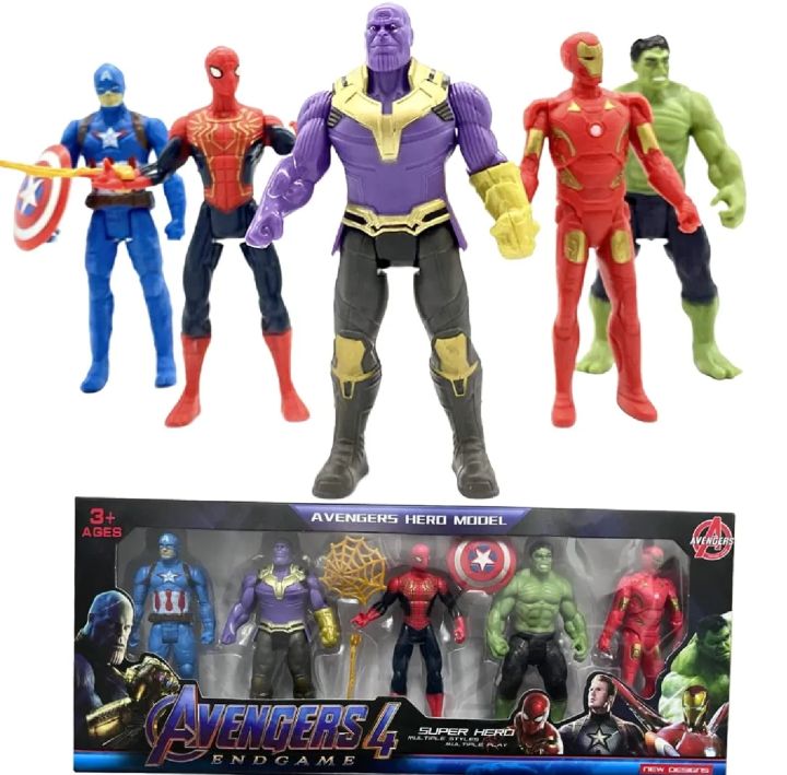 5 piece super hero avenger set toy figure Avengers Super Hero Toy Set iron man hulk Spider-Man thanes captain