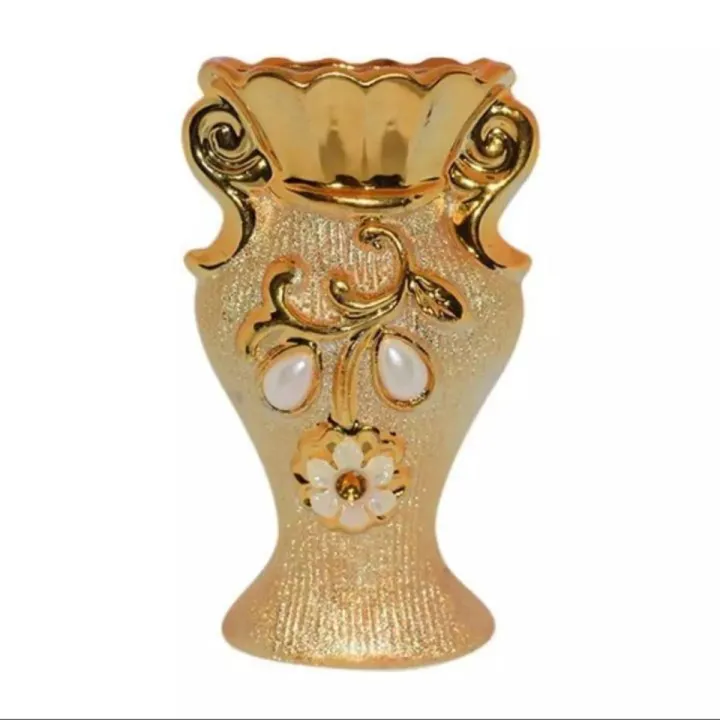 Beautiful Ceramic Flower Vase - Tan Color, Decorative Home Accent