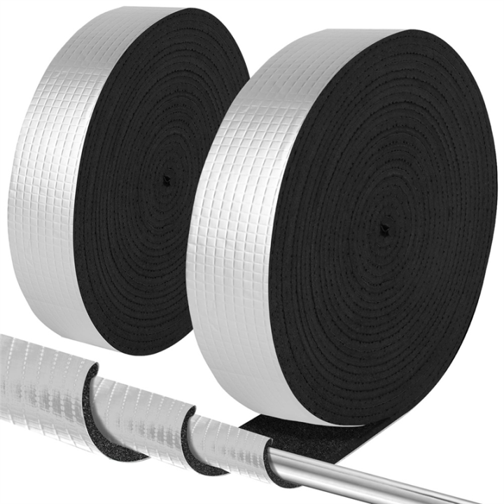 Outdoor Pipe Insulation Wrap 2Inch Wide X 32.8 Ft Outdoor Foam and Foil Pipe Wrap Insulation Tape Self Adhesive (2 Roll)