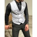 Men's Suit Vest Double Breasted Sleeveless Wedding Groom Vest Retro Slim Fit Work Wear Business Waistcoat.