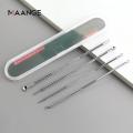 MAANGE 4 Pcs Set Stainless Steel Extractor Blackhead Remover Needles Acne Pimple Blemish Bron Stick. 