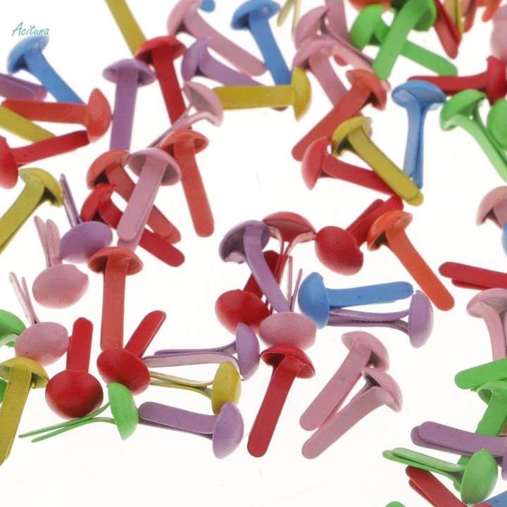 100Pc%20Metal%20Round%20Head%20Brads%20Paper%20Craft%20Scrapbook%20Fastener%204.5x8mm%20Colored%20-%20Image%205