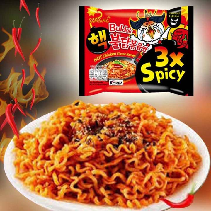 3x Spicy Hot Chicken Flavor Korean Ramen Noodles 140g