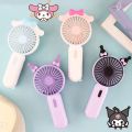 Kuromi Cartoon Sanrio Handheld Electric Fan Charging Stand Up with Light Anime Mini Two Speed Wind Summer Travel Girl Toys Gifts. 