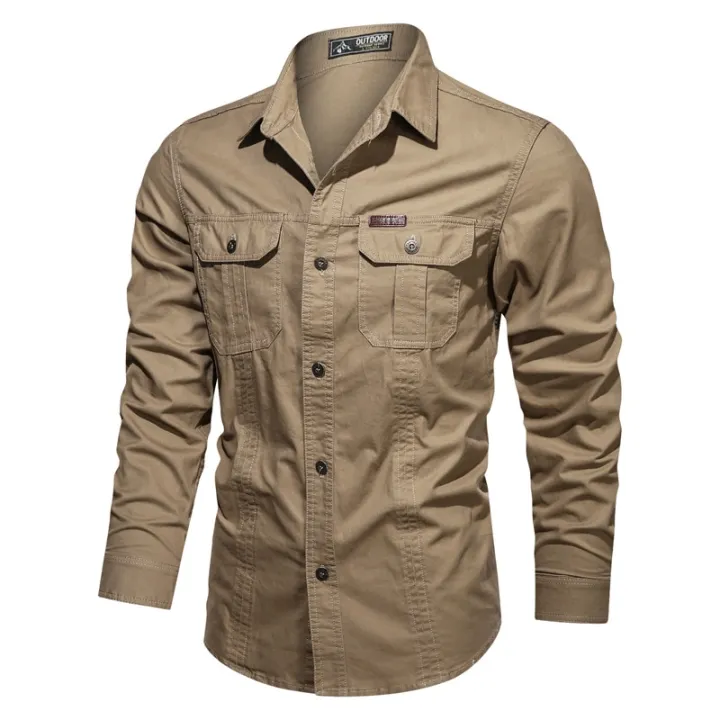 New%20Men's%20Casual%20Shirts%20Long%20Sleeve%20Pure%20Cotton%20Shirt%20Male%20Solid%20Oversize%20Military%20Cargo%20Shirts%20Brand%20Clothes%20Army%20Green%20Camisa%20-%20Image%202