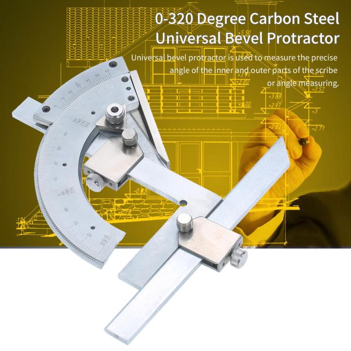 Carbon Steel Universal Bevel Protractor 0-320°Accuracy Angle Finder Measuring Ruler Tool