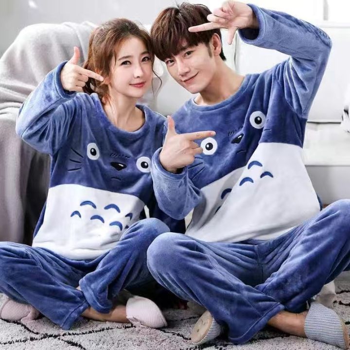 Unisex%20Flannel%20Sleepwear%20New%20Women%20Men%20Winter%20Warm%20Fleece%20Couples%20Pajamas%20Set%20Lovers%20Nightgown%20Cute%20Cartoon%20Pijamas%20Home%20Clothes%20-%20Image%205