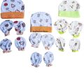Newborn Baby 5-in-1 High-Quality Cotton Set: Mitten, Hat, Gloves, and Shoe (0–6 Months)—Multicolor. 