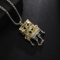 Cross-border temu new hollow SpongeBob SquarePants Skull Long Necklace Female Sweet Cool Wind Design Pendant. 