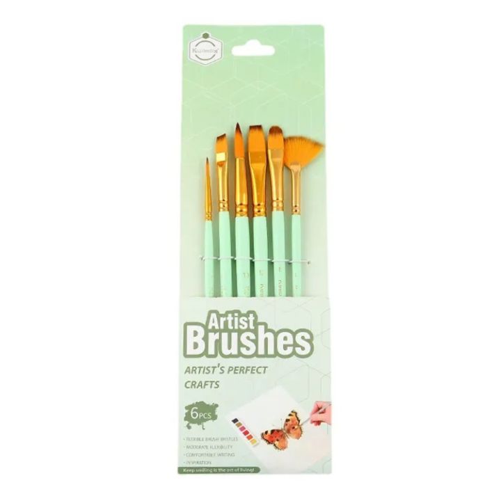 Keep Smiling Artist Nylon Hair 6pcs Mix Brush Set | Daraz.com.bd