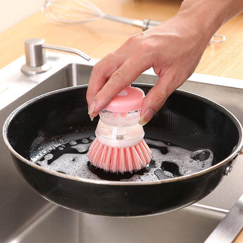 Dishwashing Brush Kitchen Cleaning Brush Tools With Soap Dispenser for Dishes Pot Pan Pressing Soap Dispenser Brushes