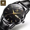 OLEVS 6898 Watch Men Quartz Waterproof Leather Watch for Men Day and Date. 