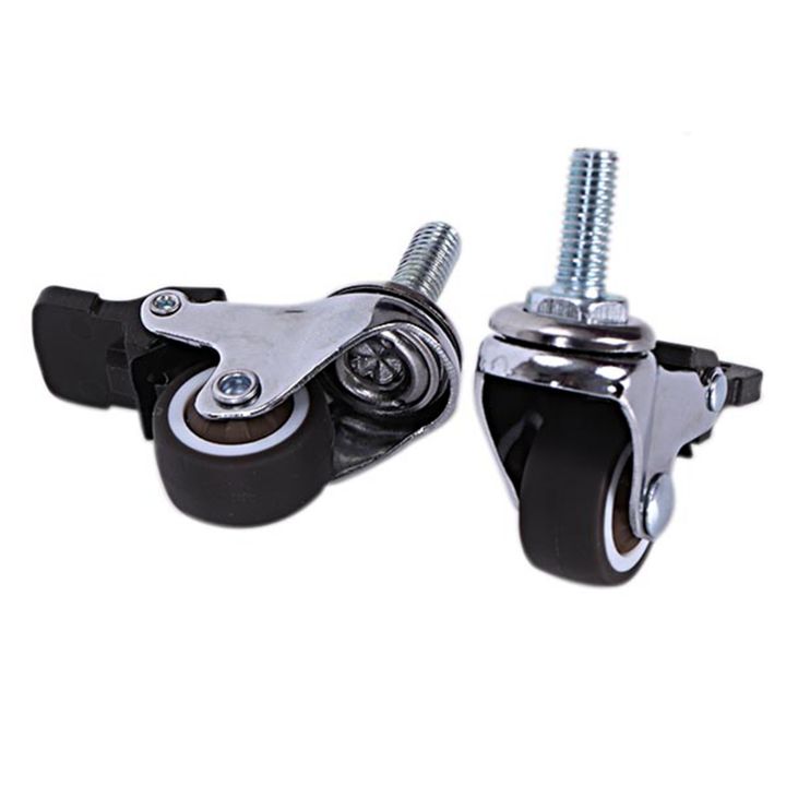 4Pcs%20Mini%20Small%20Casters%201%20Inch%20M8X15Mm%20Tpe%20Silent%20Wheels%20With%20Brake%20Universal%20Casters%20Wheel%20For%20Furniture%20Bookcase%20Drawer%20-%20Image%203