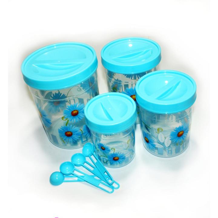 Transparent Plastic Long Spice Jar - 4Pes Set - Glass Jar