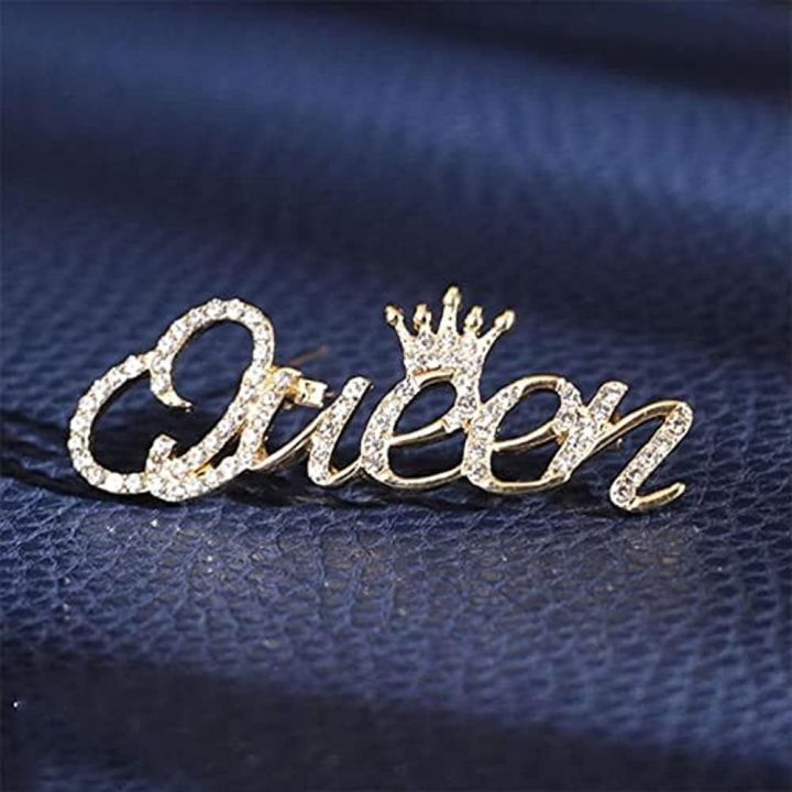 Queen Brooch hijab Pins Rhinestone Brooch Cute Letter Queen Brooch Decor Brooch Pin Jewelry Gift